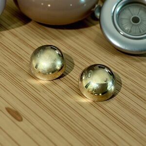 Pegasus Coro Clip On Domed Gold Toned Metal Button Earrings